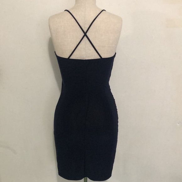 NWOT YANDY Wrapped Crisscross Deep v Mini Dress Medium - Picture 5 of 5